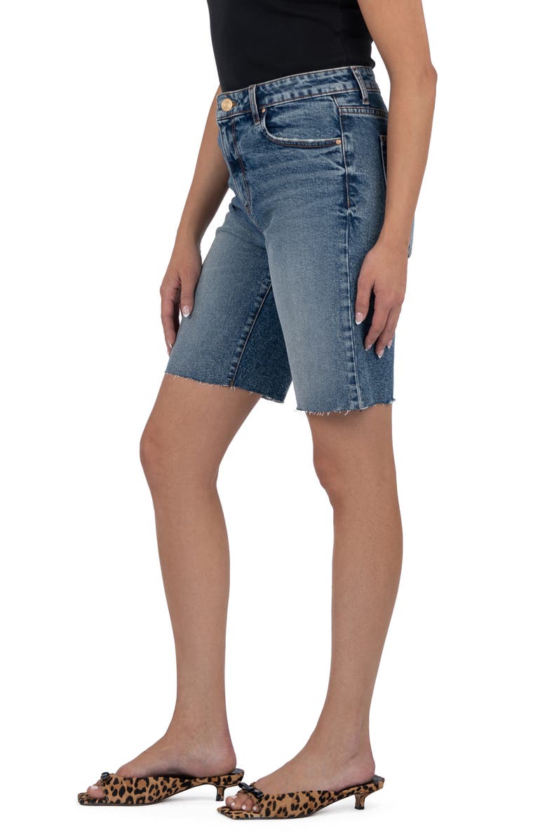 KUT from the Kloth Hailey Raw Hem Denim Bermuda Shorts, Alternate, color, Vigor