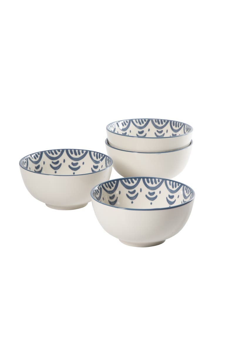 Valencia Flor 4 Piece Stoneware Cereal Bowl Set, Alternate, color, Iris Blue