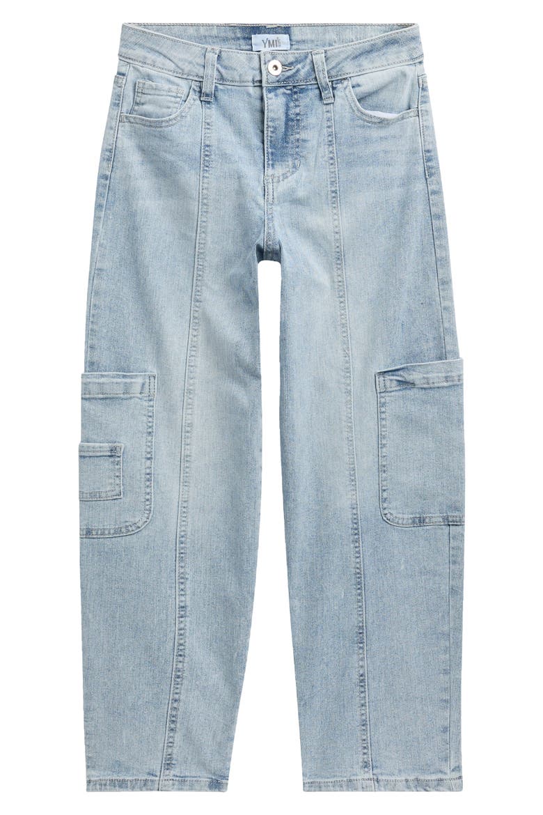 Kids' Barrel Leg Cargo Jeans, Main, color, LIGHT BLUE