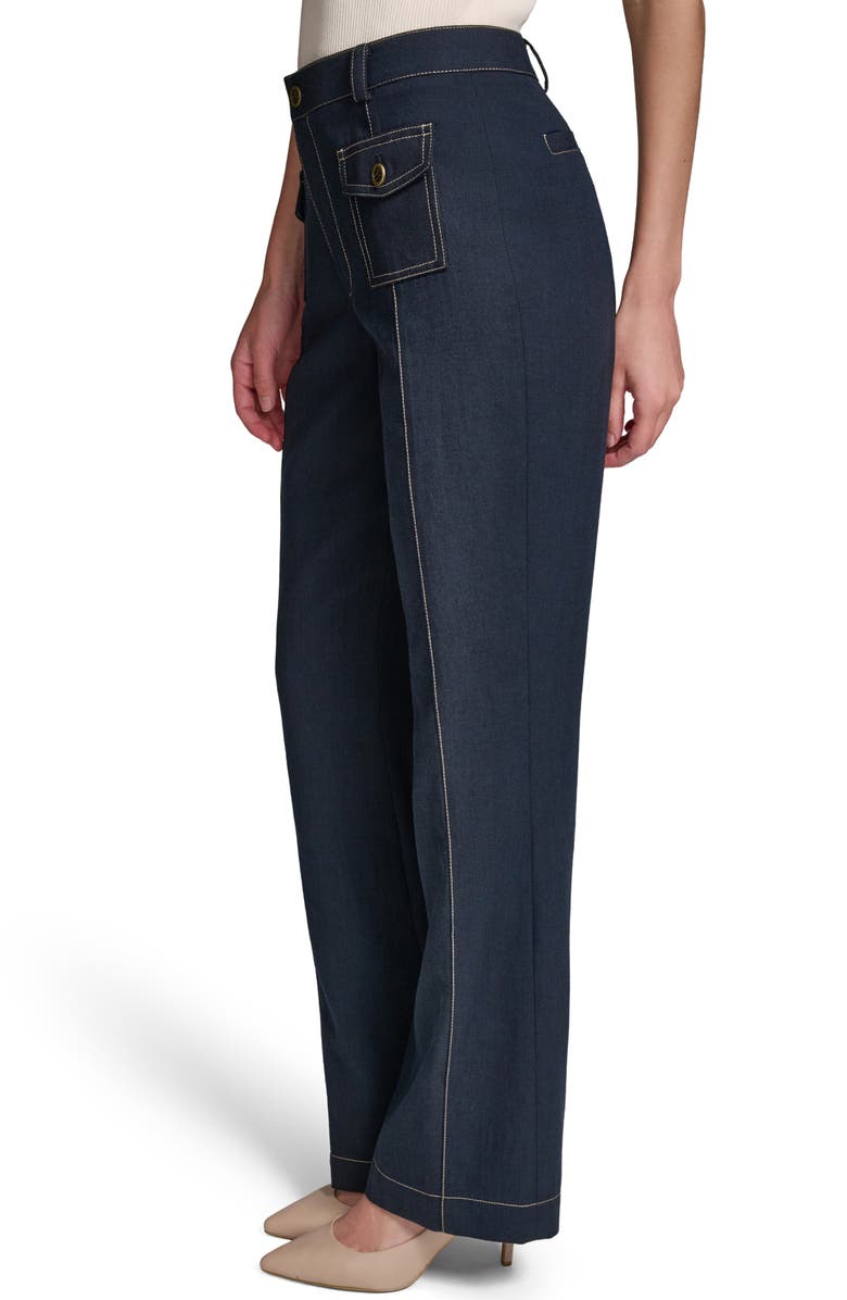 KARL LAGERFELD PARIS Seam Detail High Waist Suiting Pants, Alternate, color, Midnight Navy