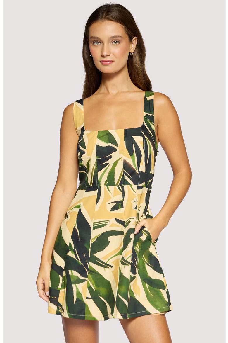 Palm Serenade Cotton Minidress, Alternate, color, GREEN-MULTI