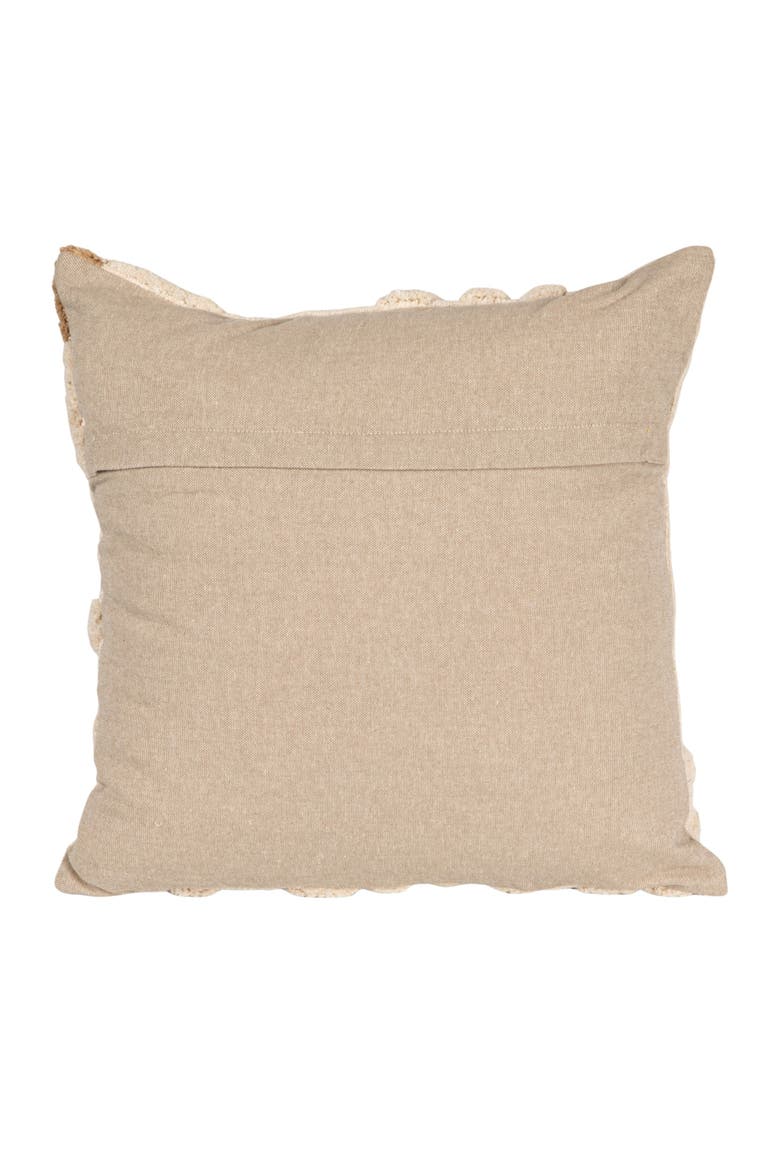 Cotton Slub Pillow with Tufted Flowers, Natural and Tan Color, Alternate, color, Yellow