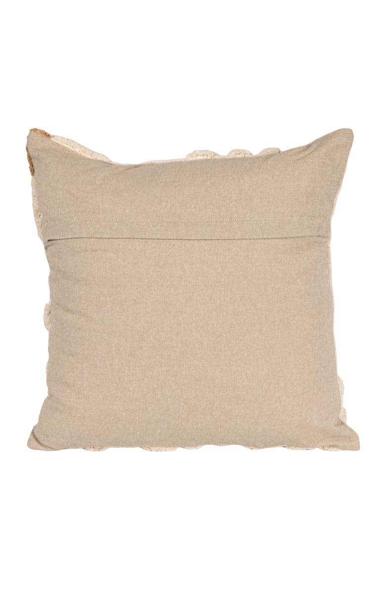 Storied Home Cotton Slub Pillow with Tufted Flowers, Natural and Tan Color, Alternate, color,