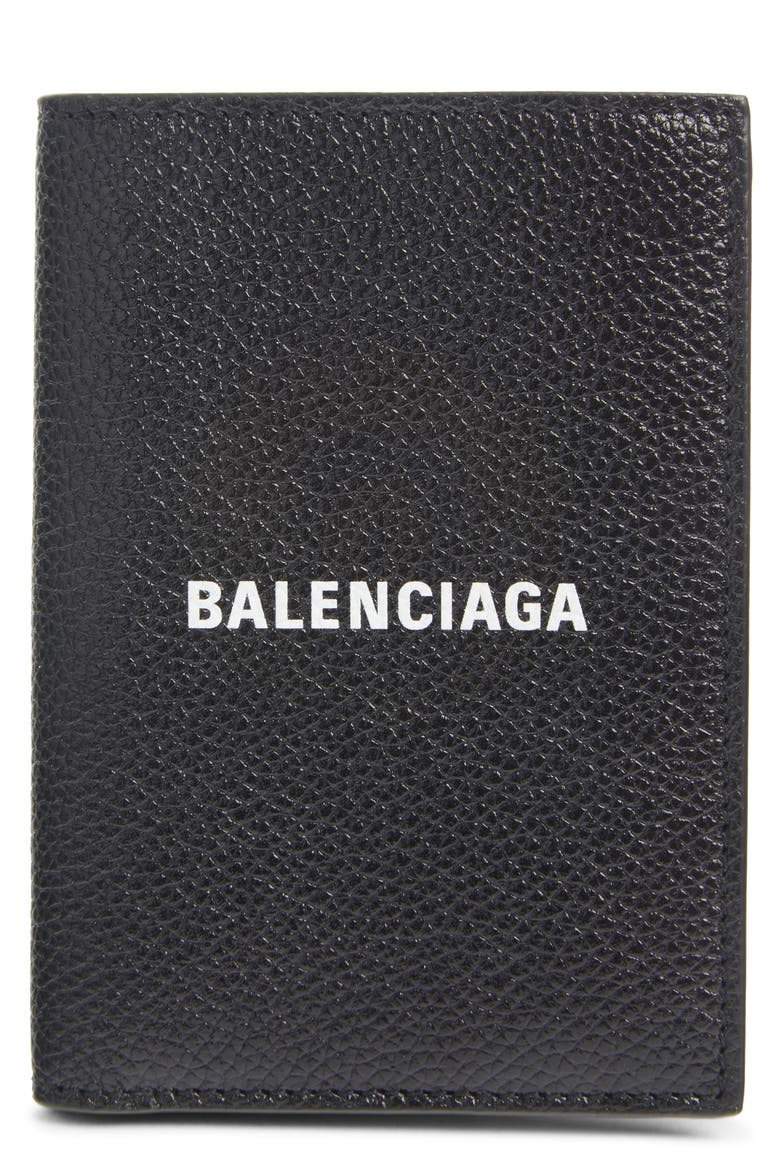 Cash Logo Vertical Leather Bifold Wallet, Main, color, BLACK/WHITE