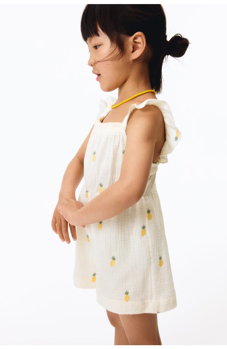 H&M Cotton Muslin Jumpsuit, Alternate, color, Cream/Pineapples
