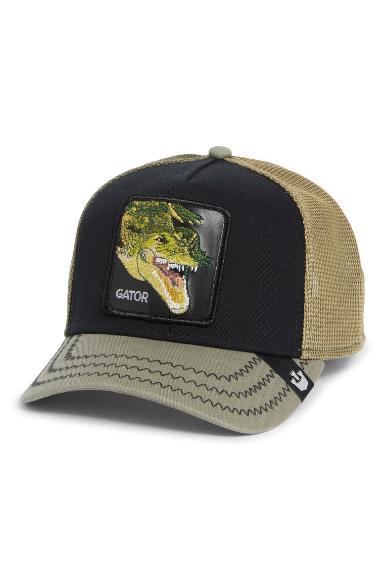 Gator Patch Trucker Hat, Main, color, OLIVE