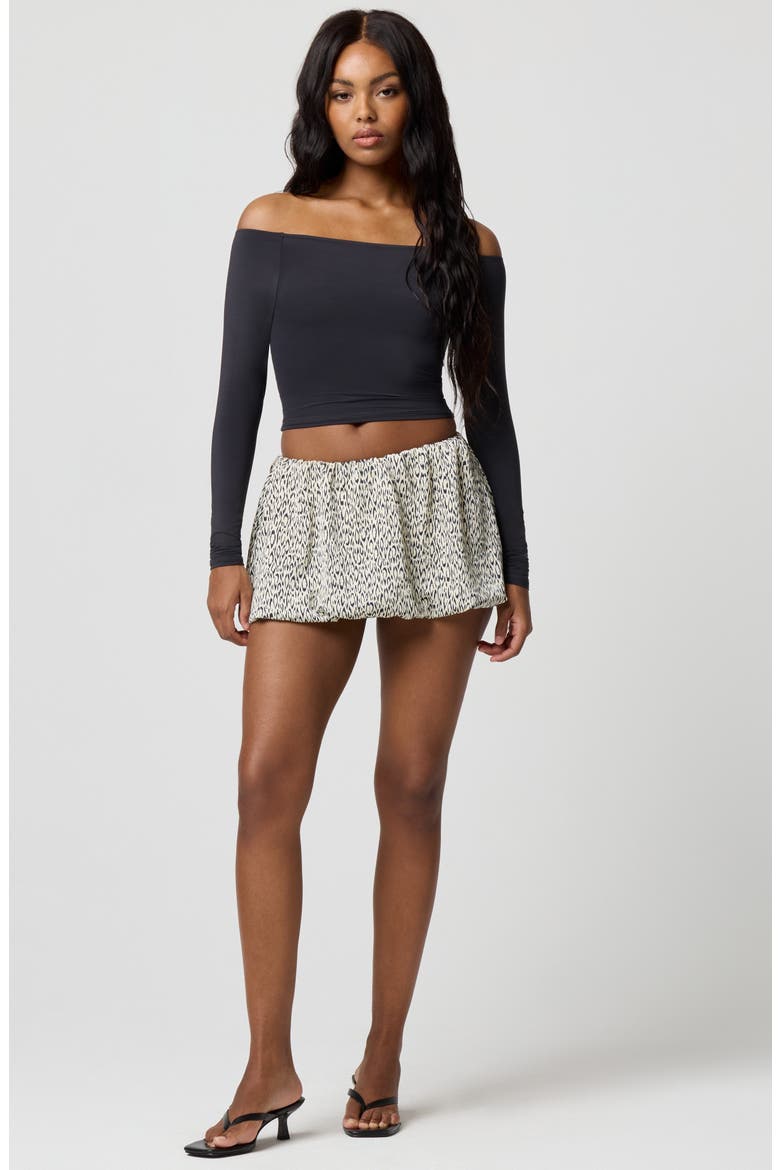 Silky Satin Bubble Skirt, Alternate, color, MIC LEOPARD BLACK