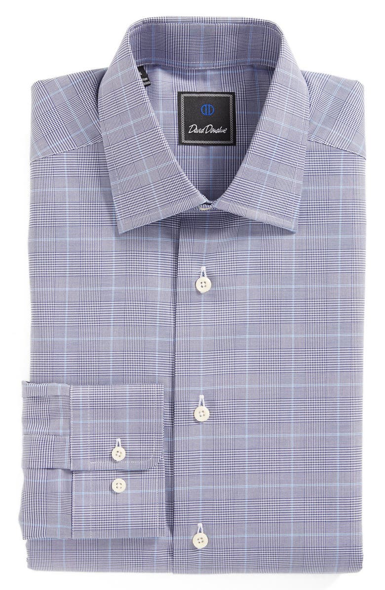 David Donahue Regular Fit Plaid Dress Shirt, Main, color, 