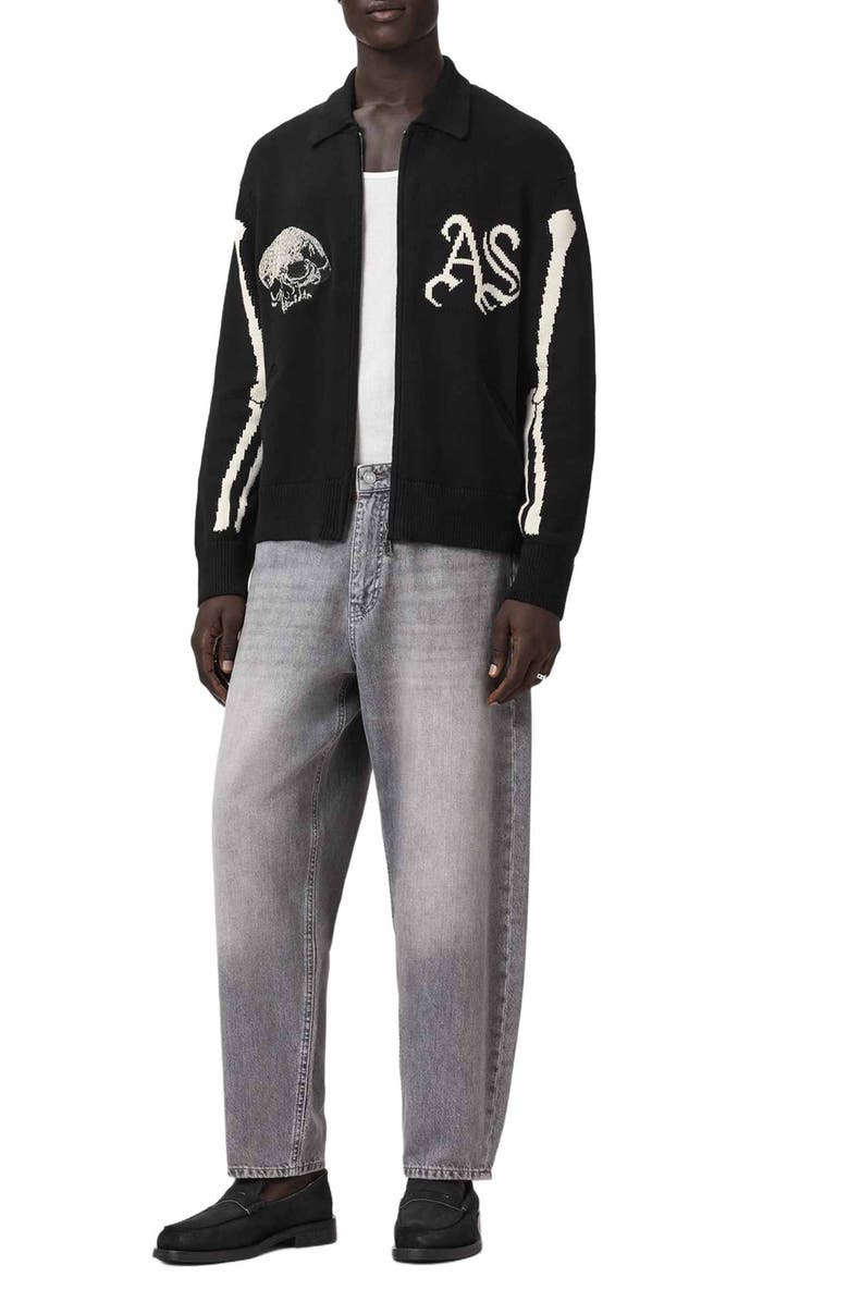 AllSaints Adrian Zip Cardigan, Alternate, color, Black