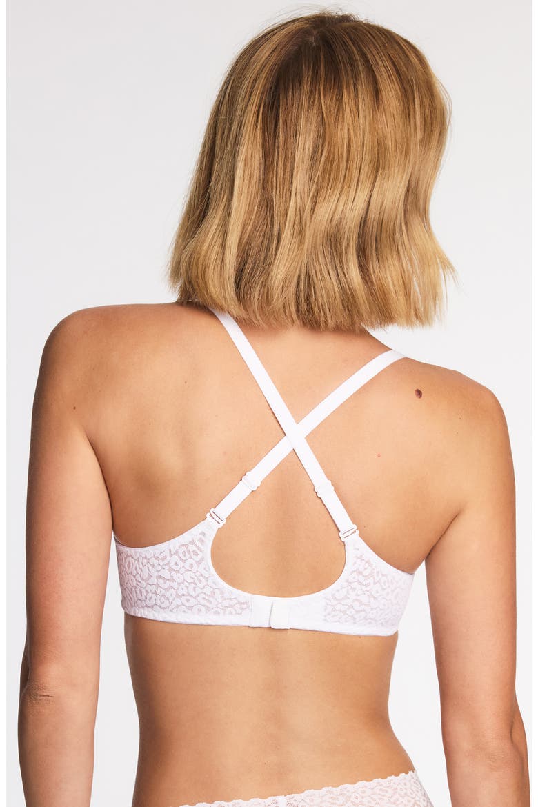 Unlined Underwire Plunge Bra, Alternate, color, WHITE