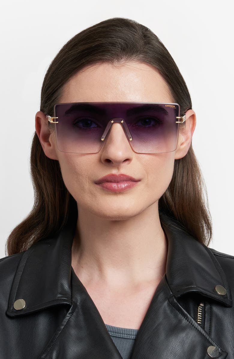 Carrera Eyewear 99mm Shield Mask Sunglasses, Alternate, color, Gold Grey/ Grey Sf Gd Sp