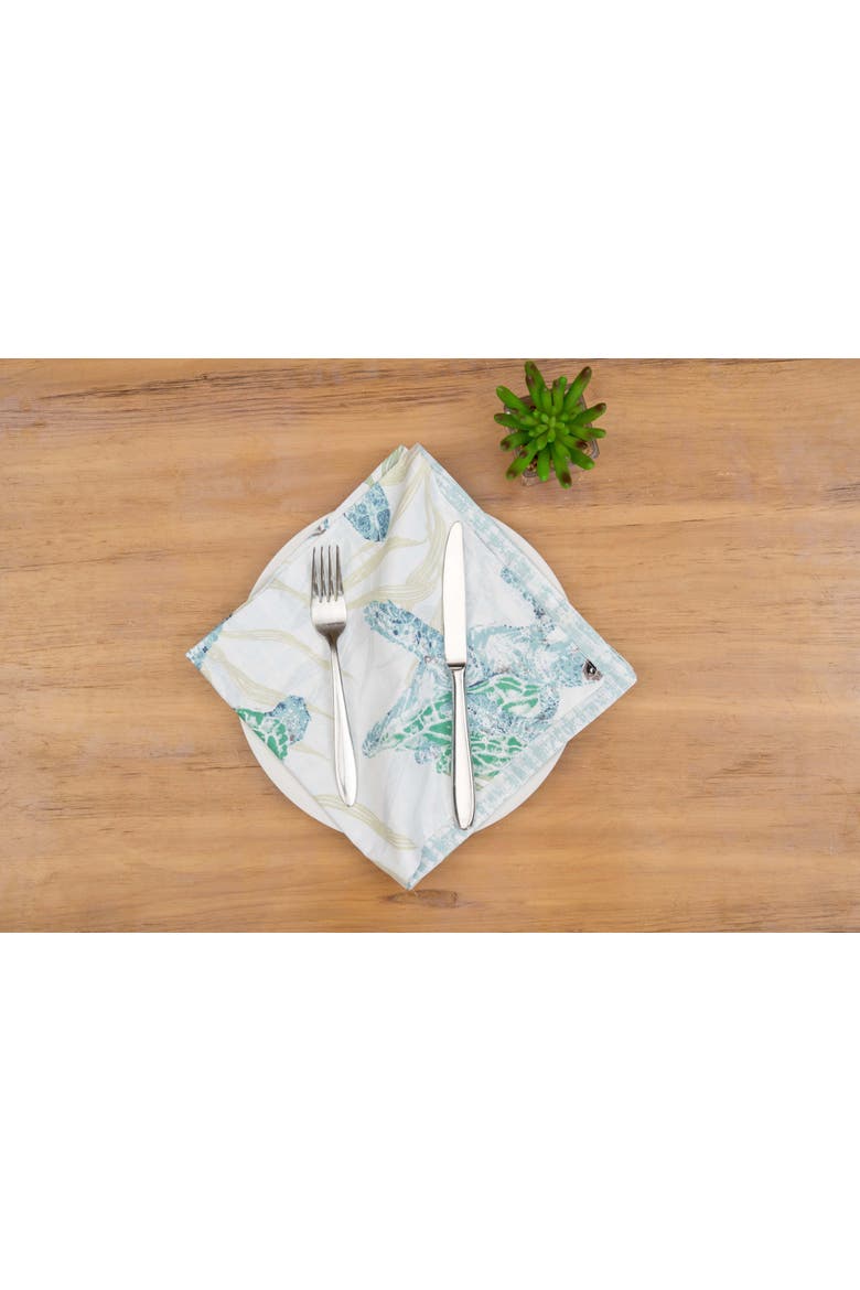 Cape Canaveral Sea Turtle Set of 6 Cloth Napkins, Alternate, color, Blue