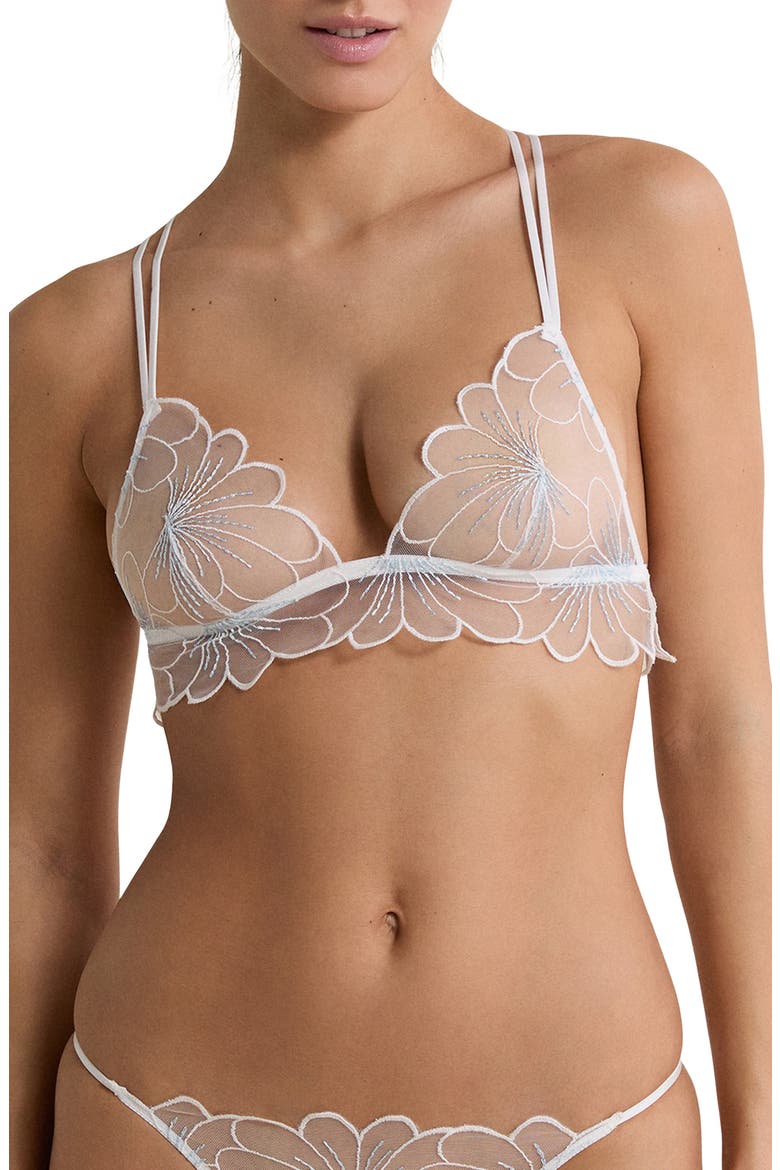Camelia Triangle Bralette, Main, color, WHITE