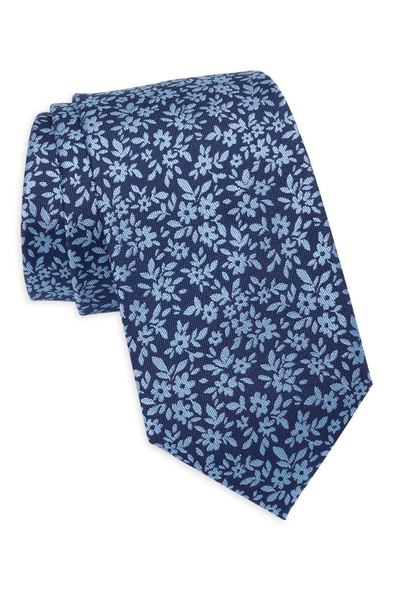 Beverly Floral Tie, Main, color, NAVY