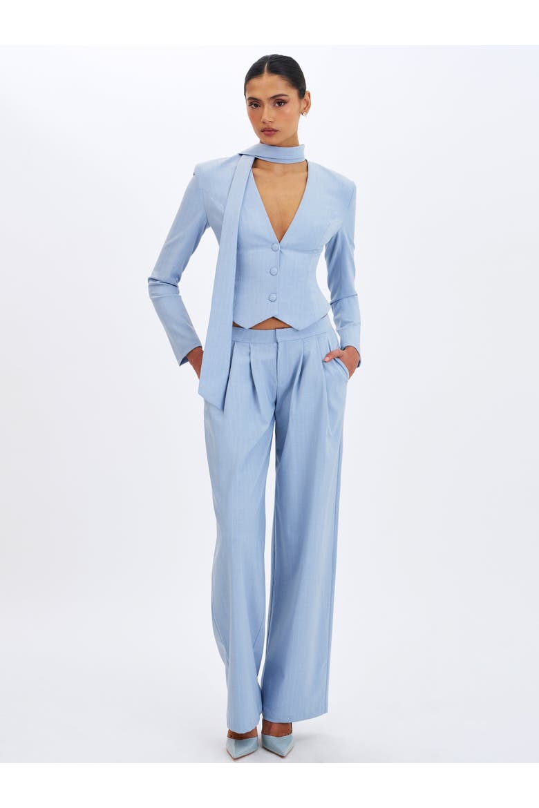 Renley Pinstripe Peplum Blazer, Alternate, color, Sky Blue