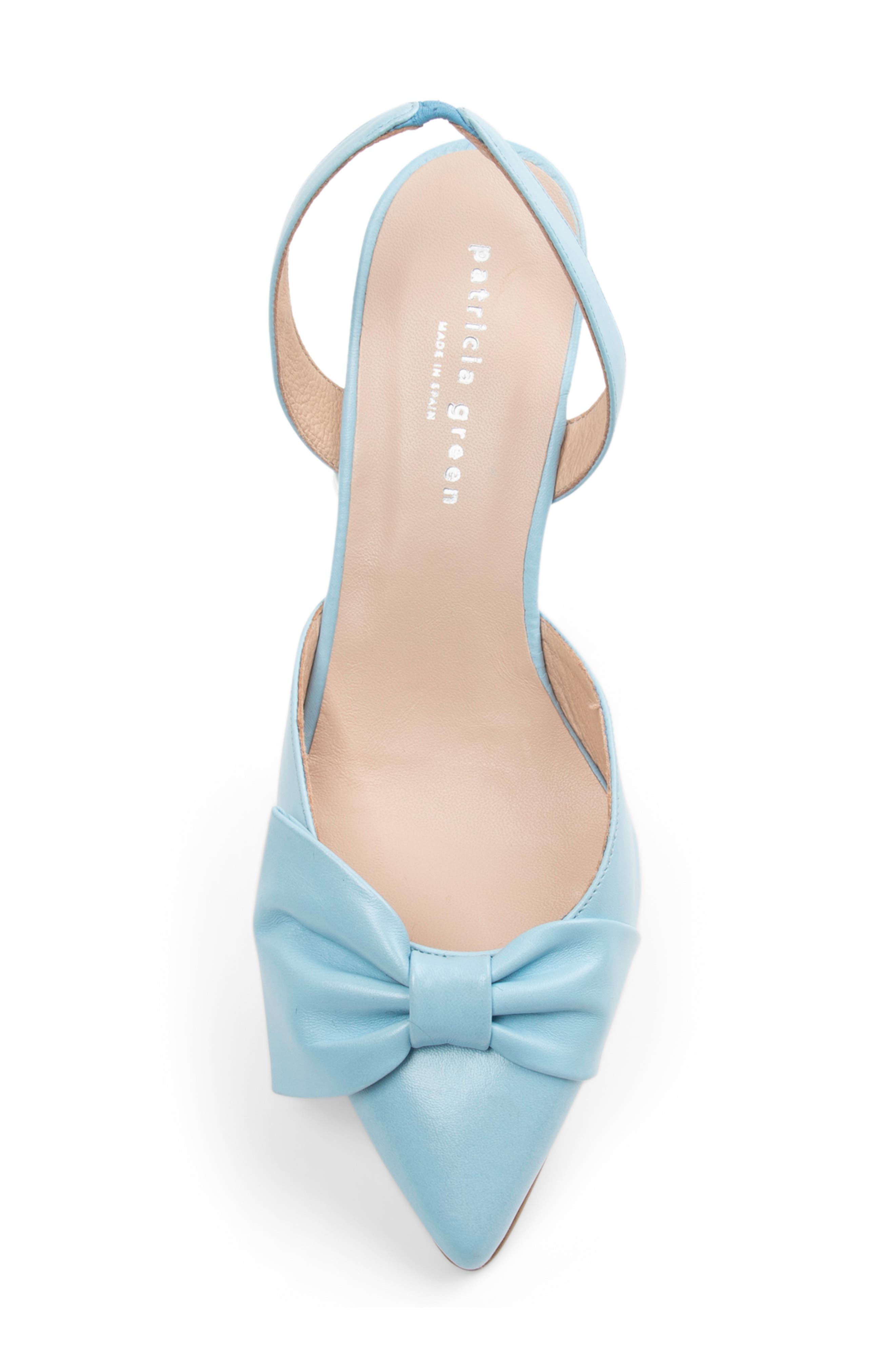 London Bow Pointed Toe Kitten Heel Pump, Alternate, color, SKY BLUE LEATHER
