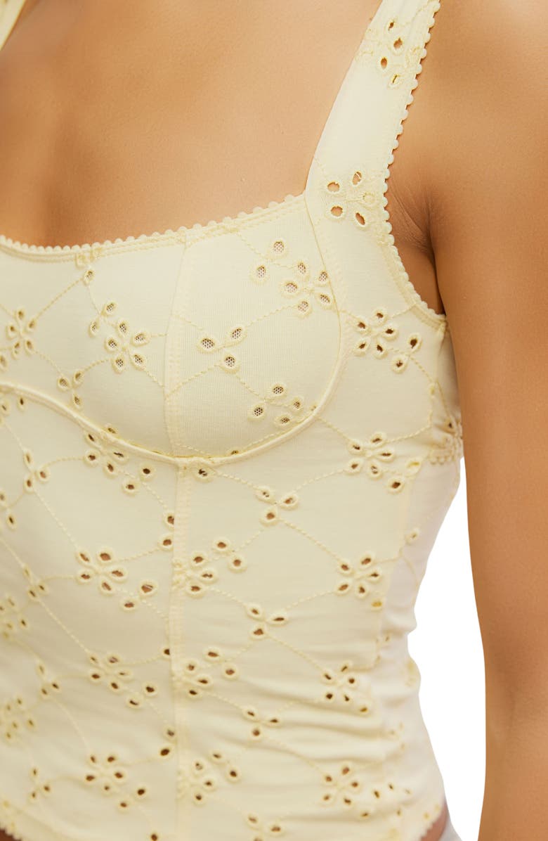 Free People Full Bloom Eyelet Knit Camisole, Alternate, color, Banana Cream