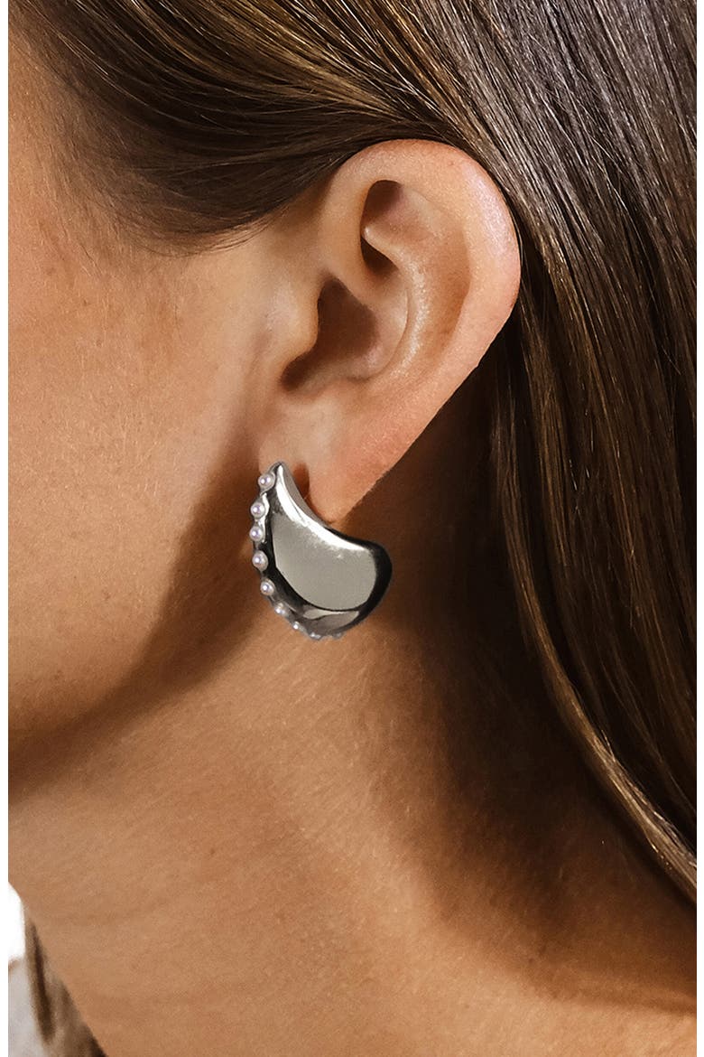 Raze Freshwater Pearl Drop Stud Earrings, Alternate, color, SILVER
