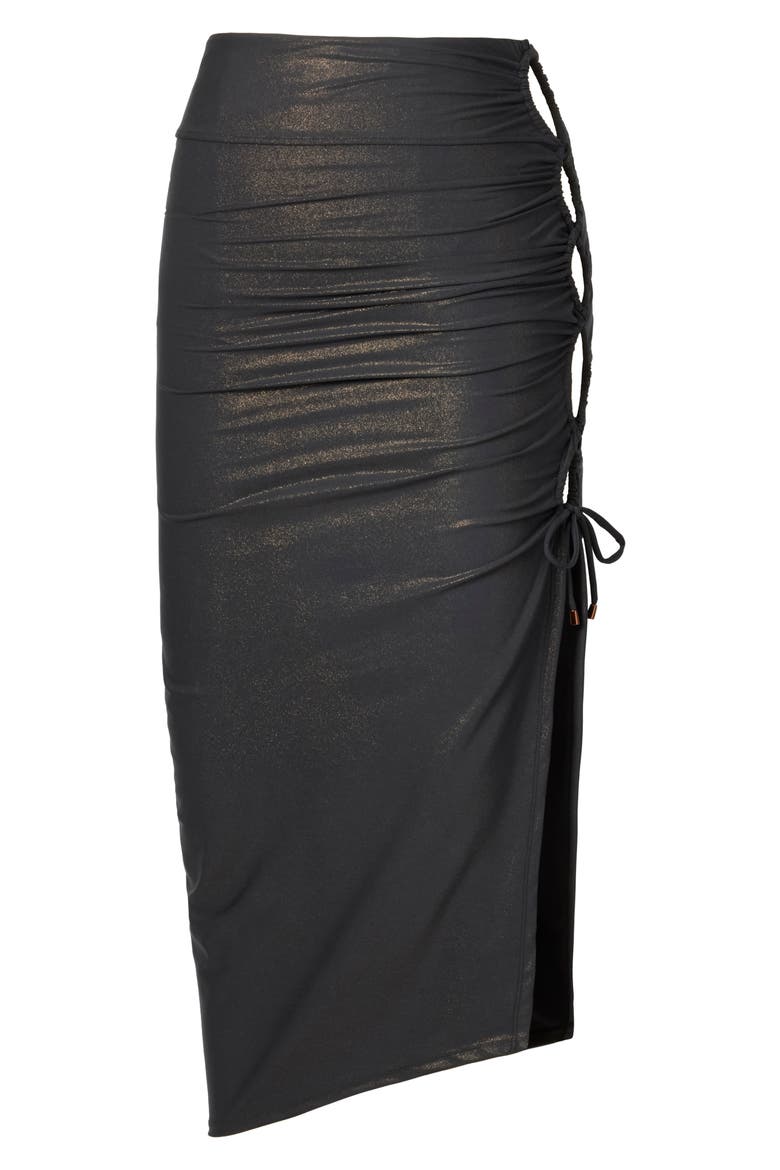 Block Party Ruched Side Tie Convertible Cover-Up Maxi Skirt, Alternate, color, BRONZE BROWN