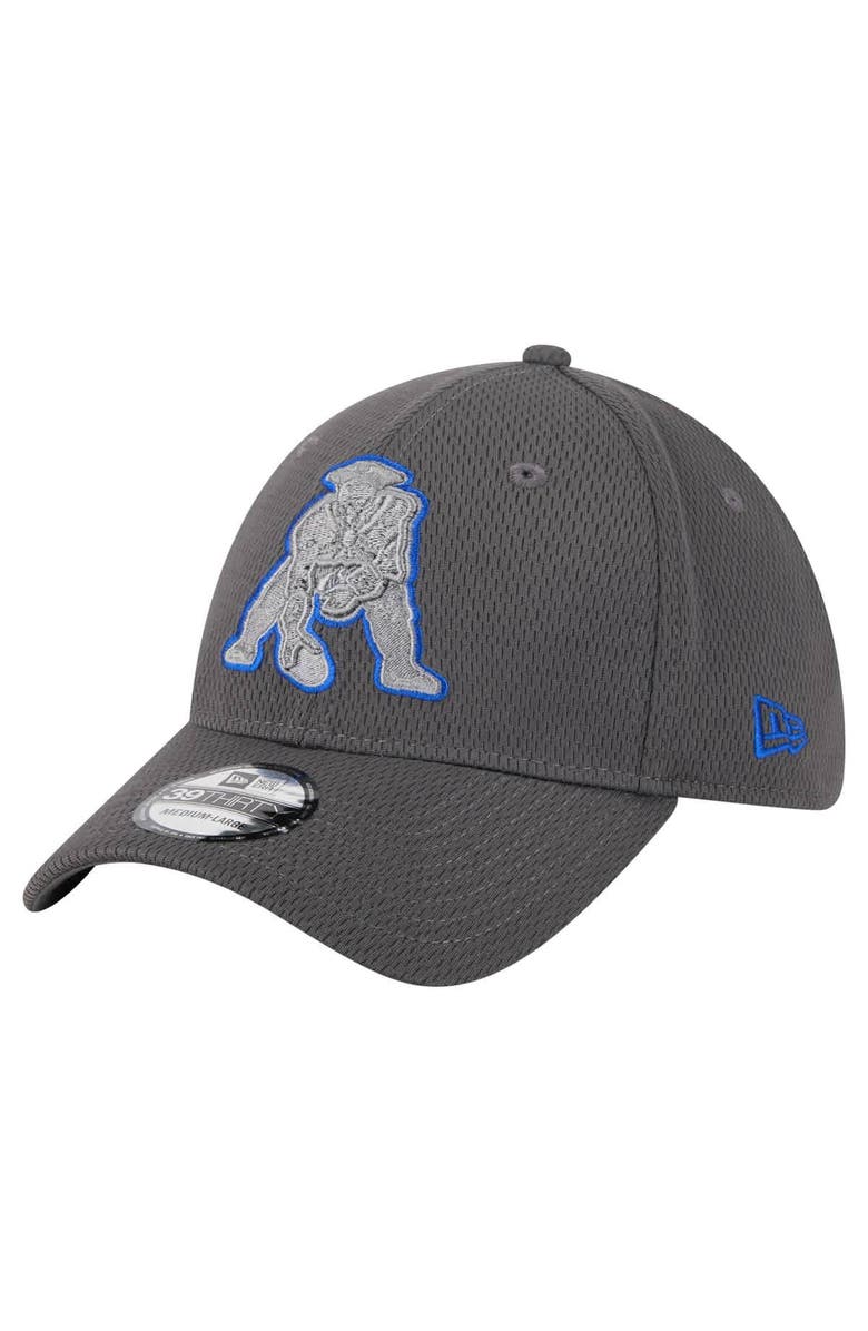 New Era Men's New Era Graphite New England Patriots Throwback Logo Main 39THIRTY Flex Hat, Main, color, 