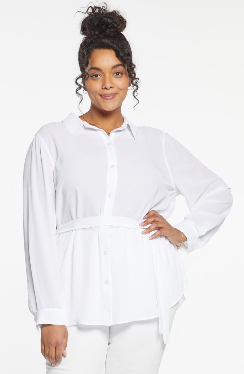 NYDJ Belted Tunic Blouse, Alternate, color, Optic White