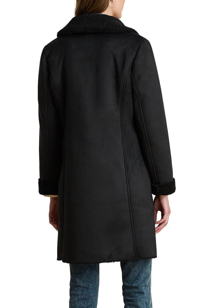 Lauren Ralph Lauren Faux Shearling Coat, Alternate, color, Black