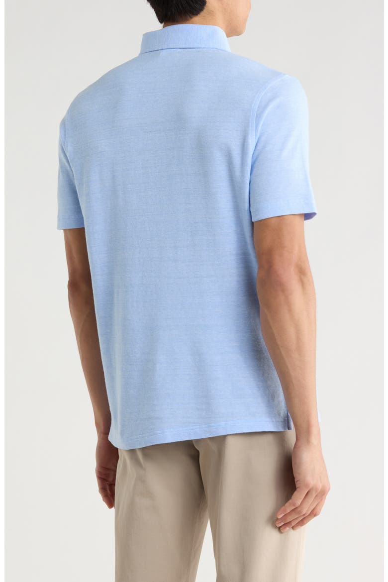 Cotton & Linen Blend Oxford Piqué Knit Polo, Alternate, color, BLUE