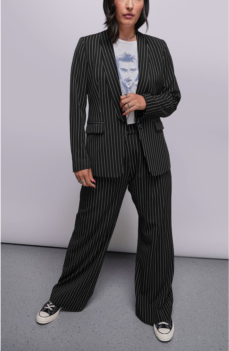 WILDFANG The Empower Pinstripe Tux Blazer, Main, color, Black/Stone