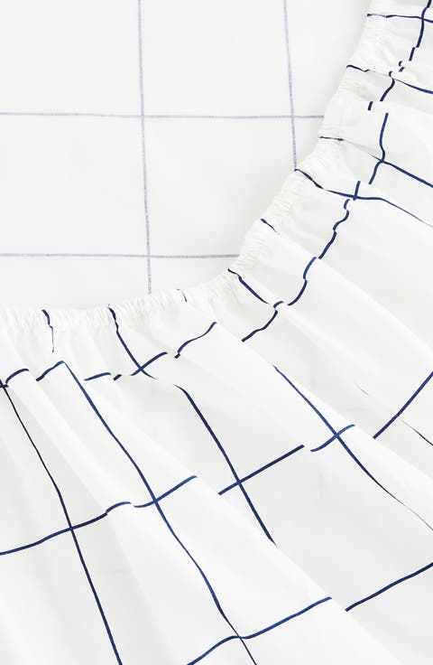 Grid Percale Cotton Sheet Set
