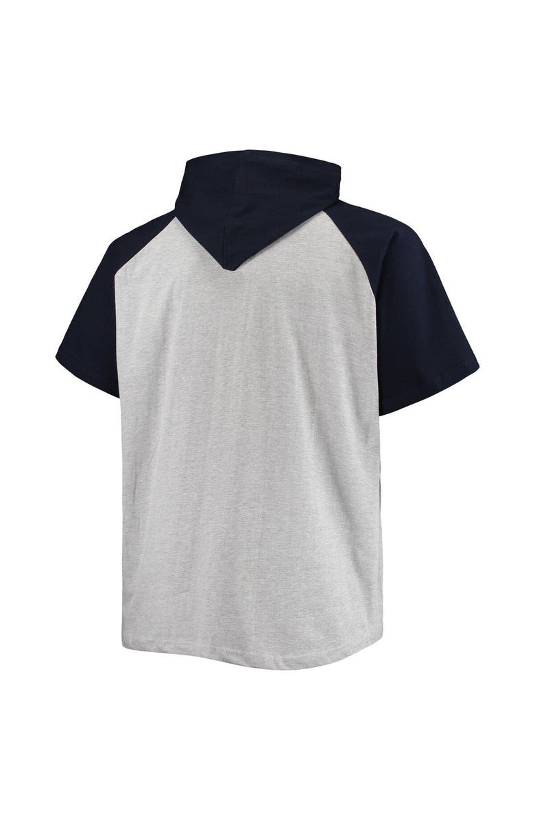 PROFILE Men's Heathered Gray/College Navy Seattle Seahawks Big & Tall Raglan Short Sleeve Pullover Hoodie, Alternate, color, Heather Gray