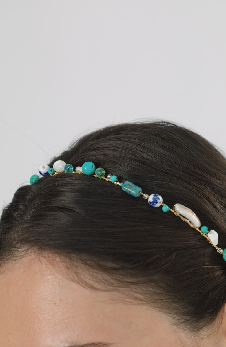 Jennifer Behr Marietta Semiprecious Stone Headband, Alternate, color, Ocean