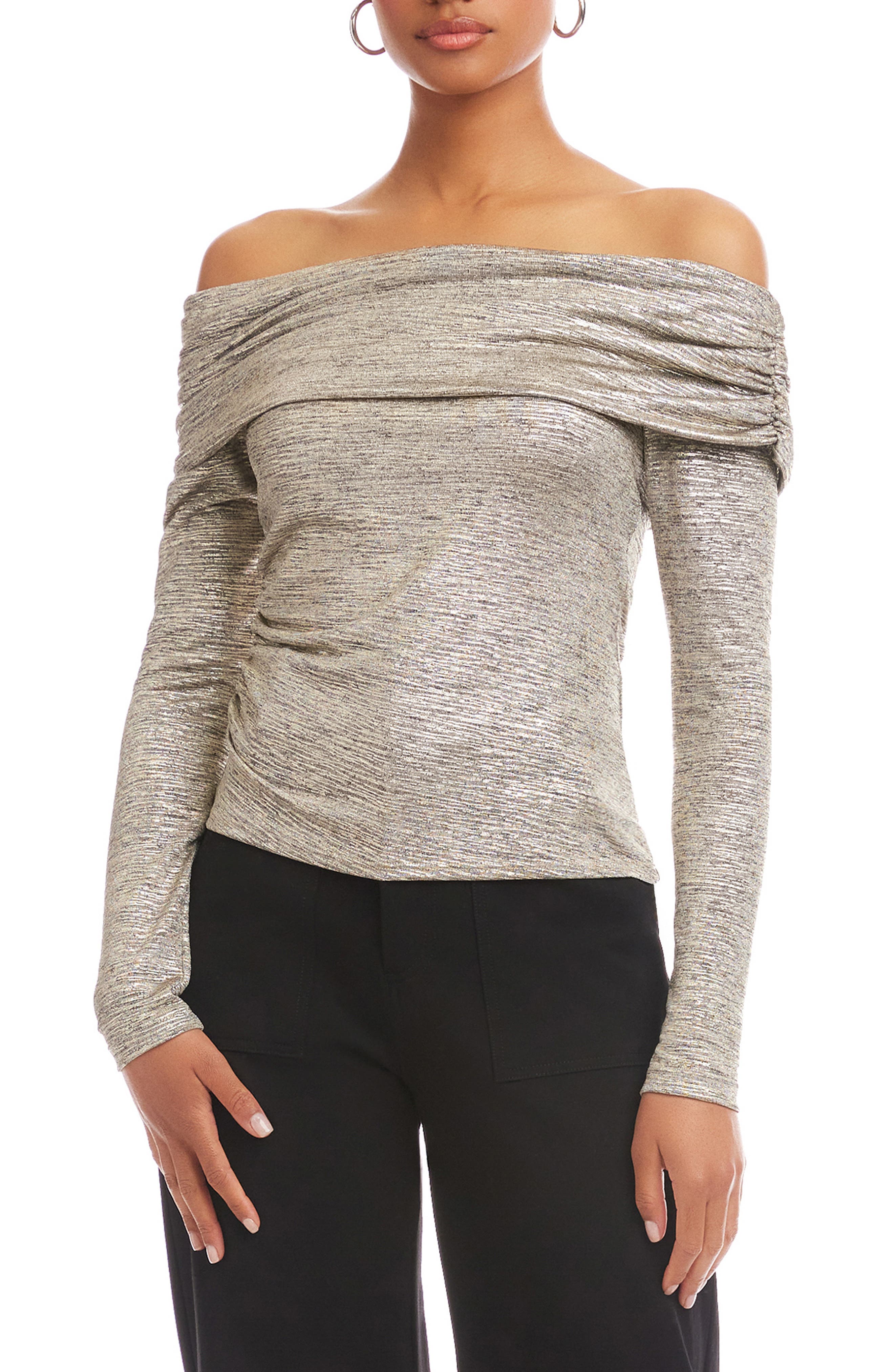 Agnes Off the Shoulder Metallic Top