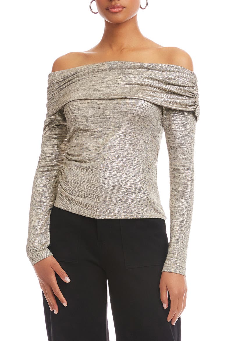 Agnes Off the Shoulder Metallic Top, Main, color, GOLD DUST