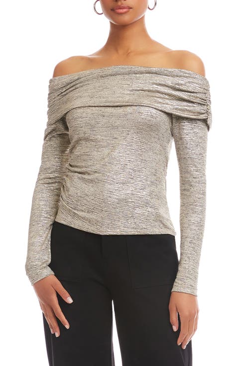 Agnes Off the Shoulder Metallic Top