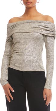FIFTEEN TWENTY Agnes Off the Shoulder Metallic Top