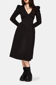 Disturbia Morag Button Up Cotton Midi Dress
