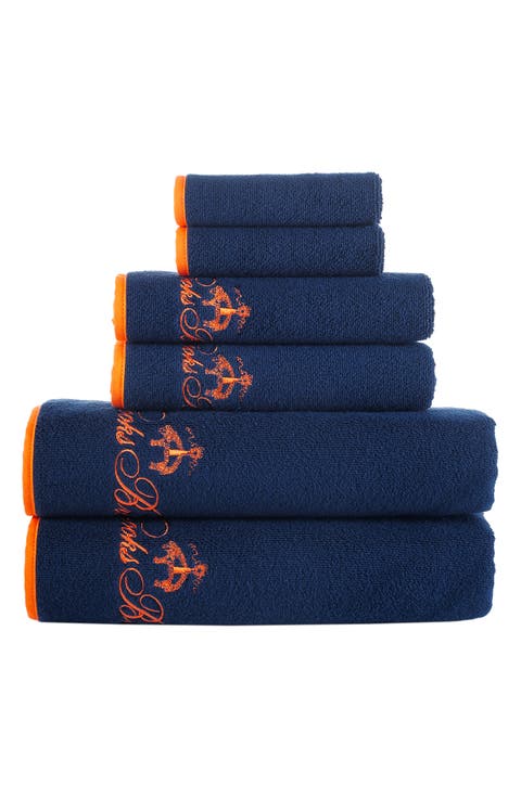 Six-Piece Contrast Frame Cotton Towel Set