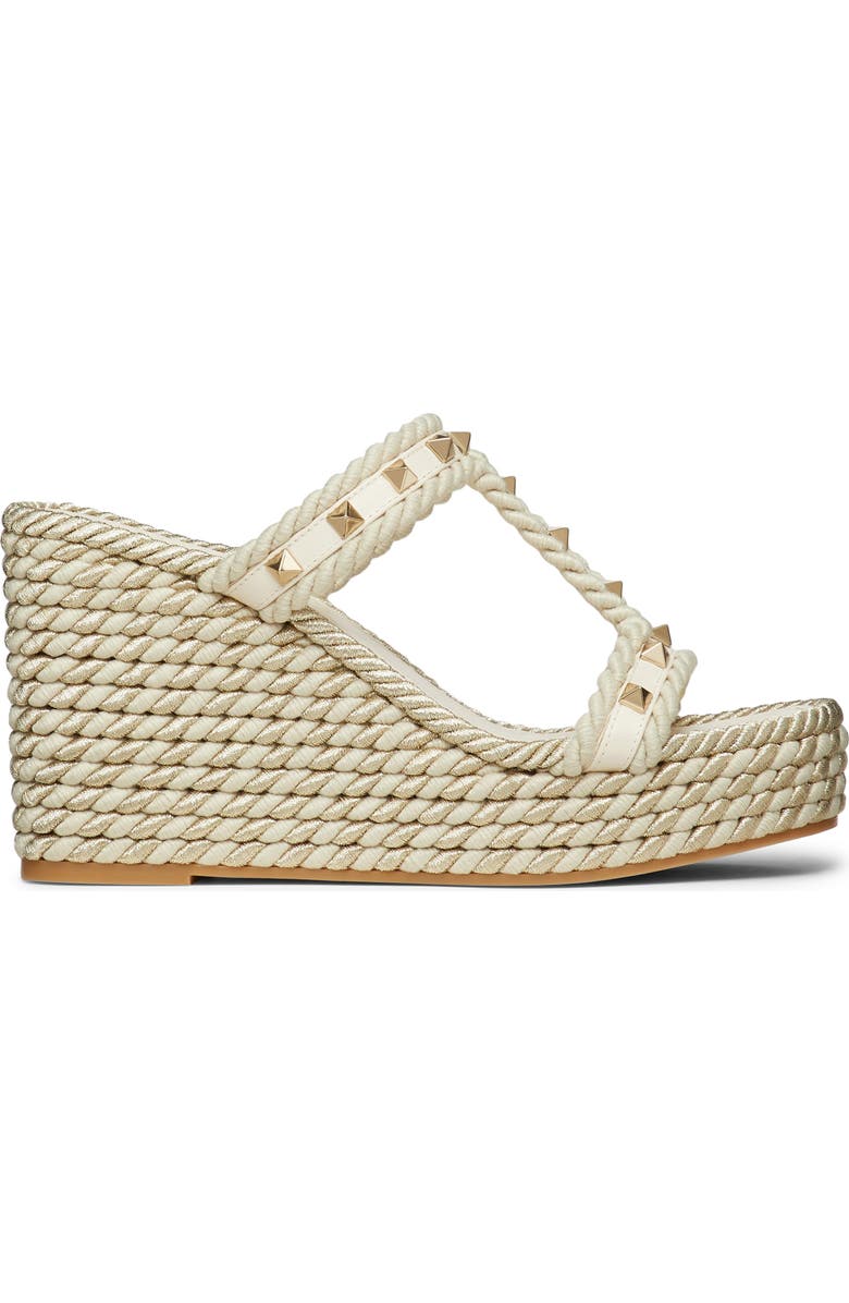 Valentino Garavani Rockstud Torchon Wedge Sandal, Alternate, color,