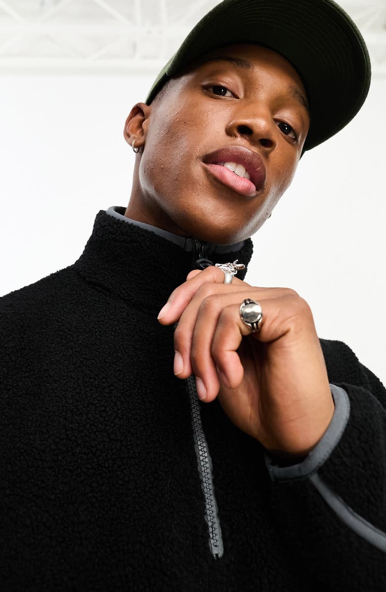 ASOS DESIGN Half Zip Fleece Sweatshirt, Alternate, color,