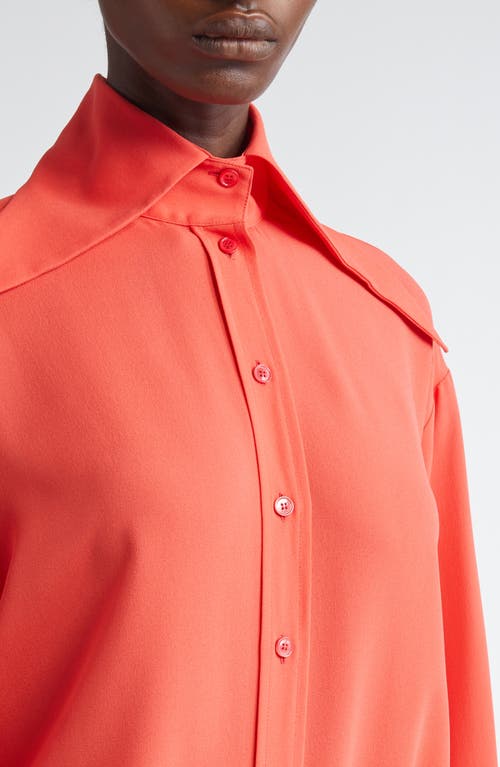 Alexander Mcqueen Exaggerated Collar Semi Sheer Button-down Blouse In Coral