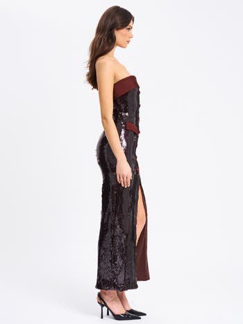 Qadira Sequin Maxi Pencil Dress