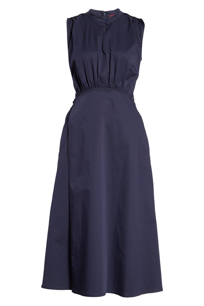Cotton Poplin A-Line Midi Dress, Alternate, color, DARK NAVY