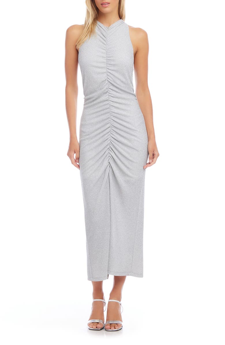 FIFTEEN TWENTY Bailey Center Ruched Metallic Knit Midi Dress, Main, color,