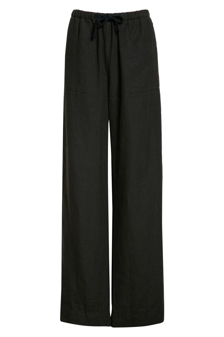 Tie Front Pull-On Pants, Alternate, color, BLACK