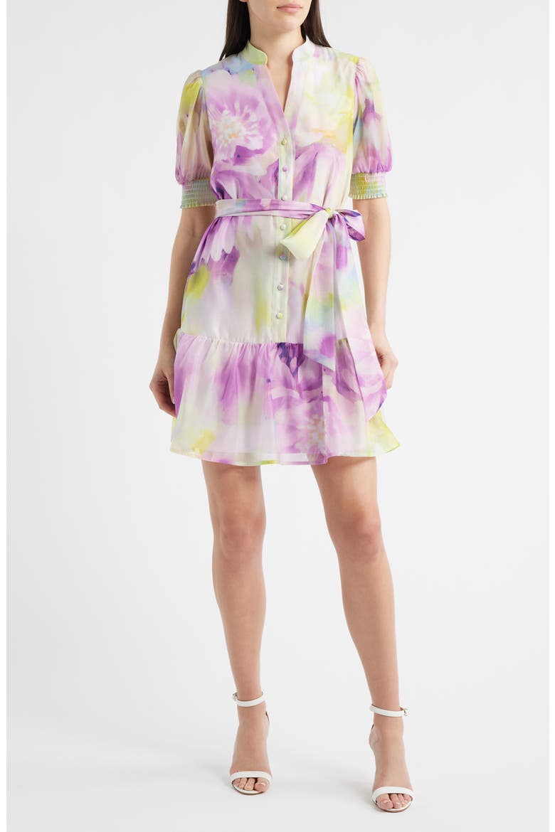 Floral Print Minidress, Main, color, PASTEL LILAC MULTI