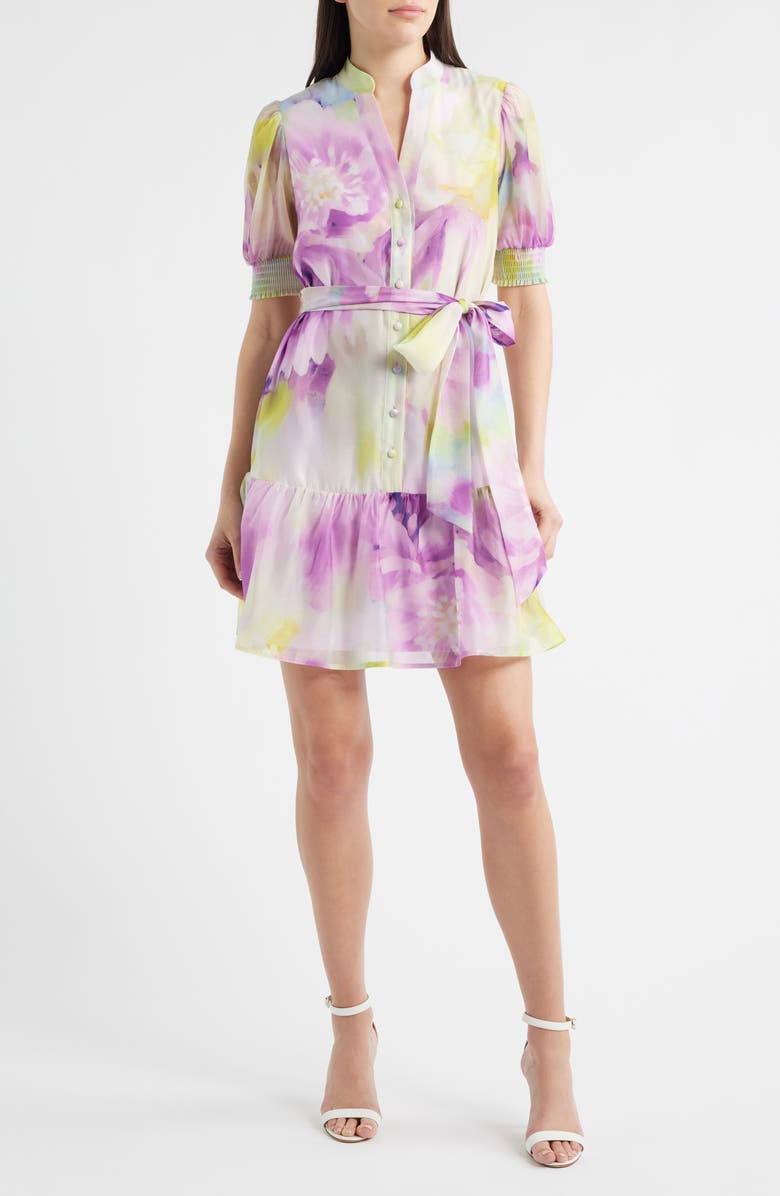 Anne Klein Floral Print Minidress, Main, color, 