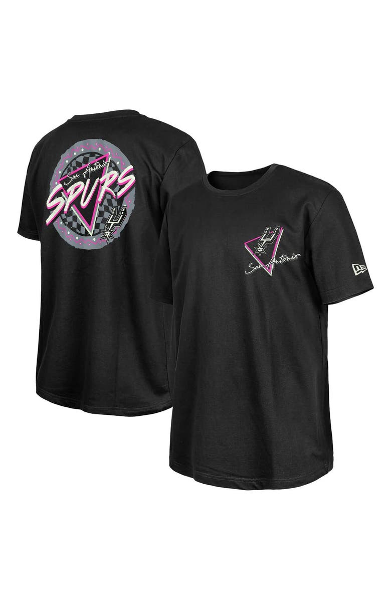 New Era Black San Antonio Spurs Glow-in-the-Dark T-Shirt, Main, color, 