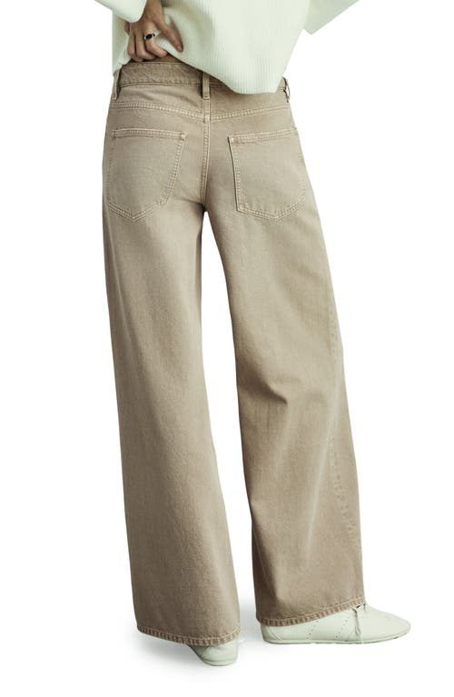 Mango Low Rise Wide Leg Jeans In Sand