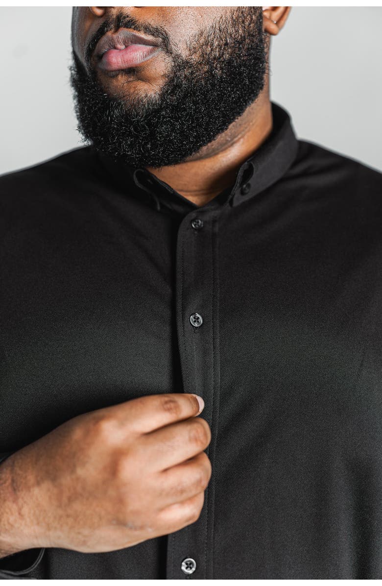 Regent Row Men’s Big and Tall Commuter Shirt, Long Sleeve Button Down, Tailored Fit, Spread Collar, Performance Fabric, Stylish & Casual Breathable Shirt, Alternate, color, Black