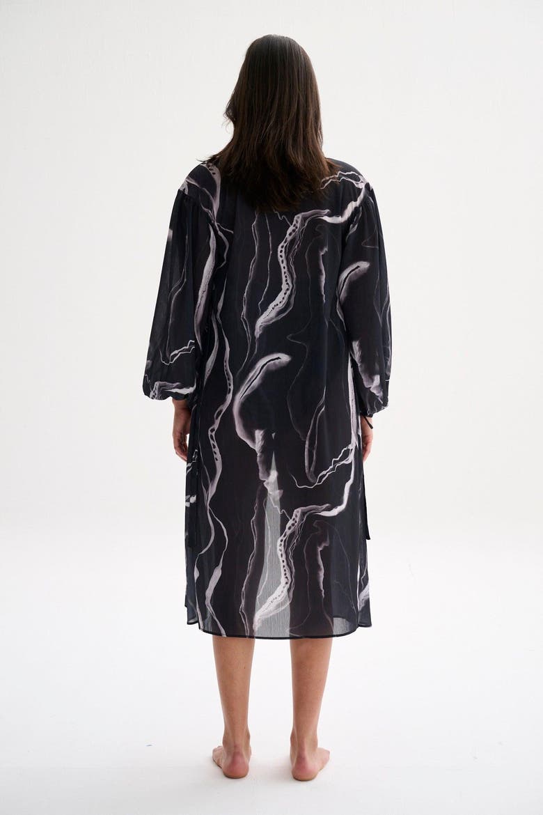 Marble Wrap Dress, Alternate, color, Print Black